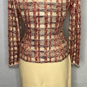 St. John Plaid Tweed Blazer 2-piece Skirt Suit